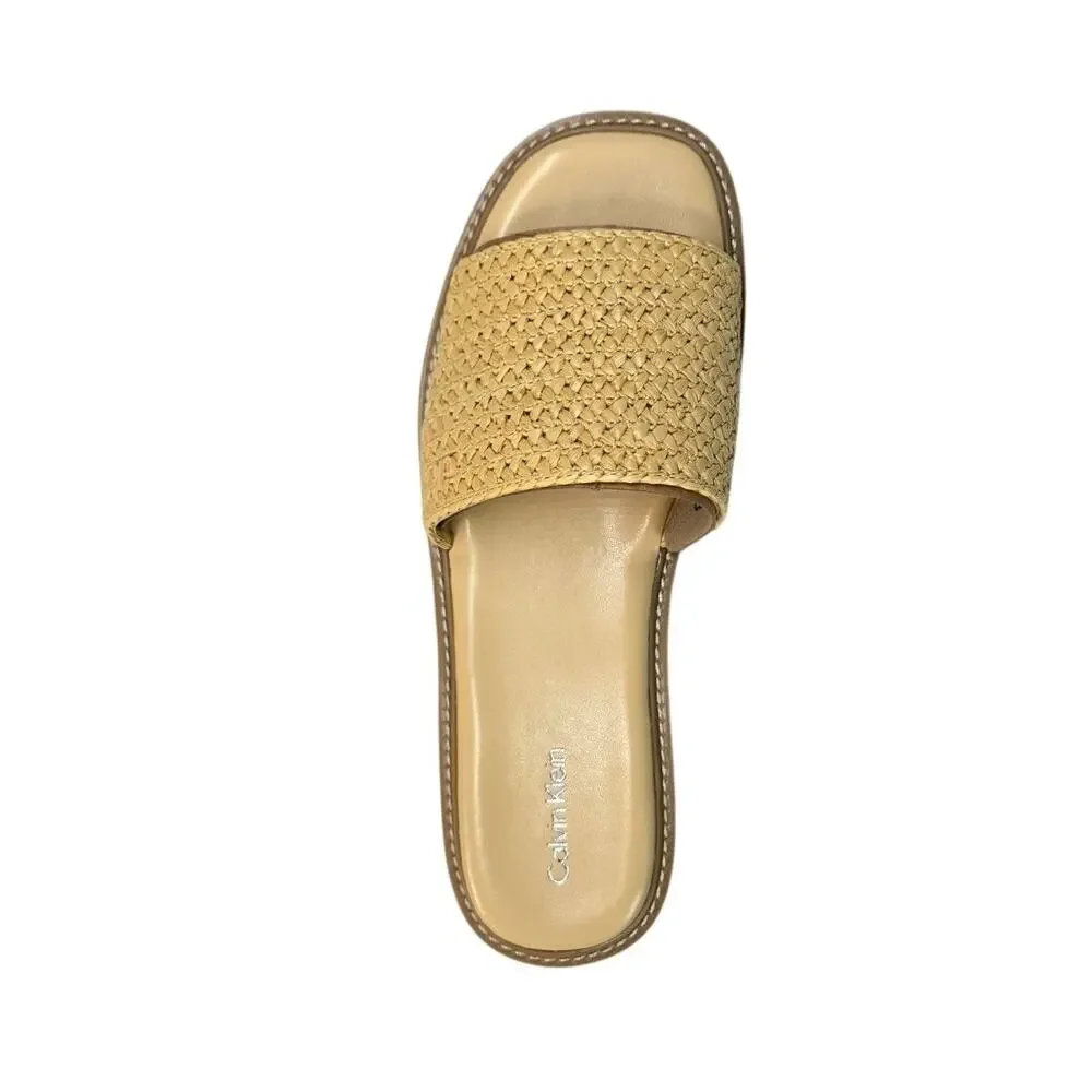 Calvin Klein Arzelia2 Women's Slip-On Natural 32mm Cork Sole Sandal 8 NIB